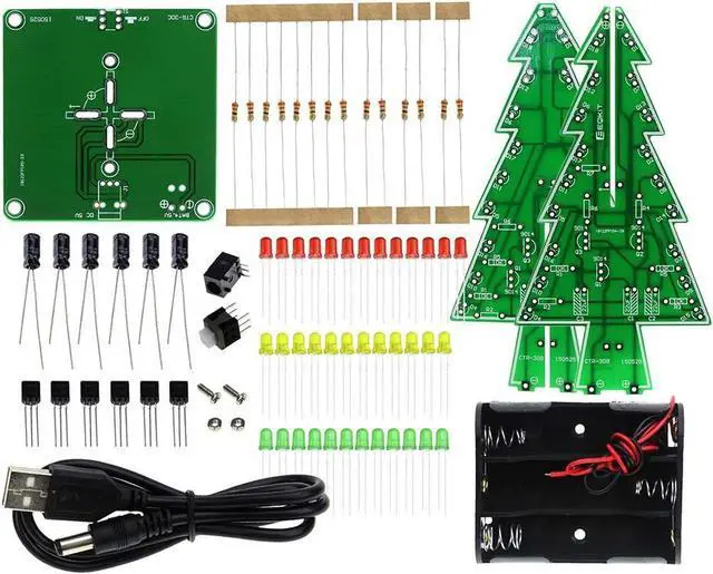 Main image of 3D Xmas Tree Soldering Project Electronic DIY Kit Upgraded 7 Color Flashing LED PCB Solder Assemble Kit Season Decoration Creative Gift