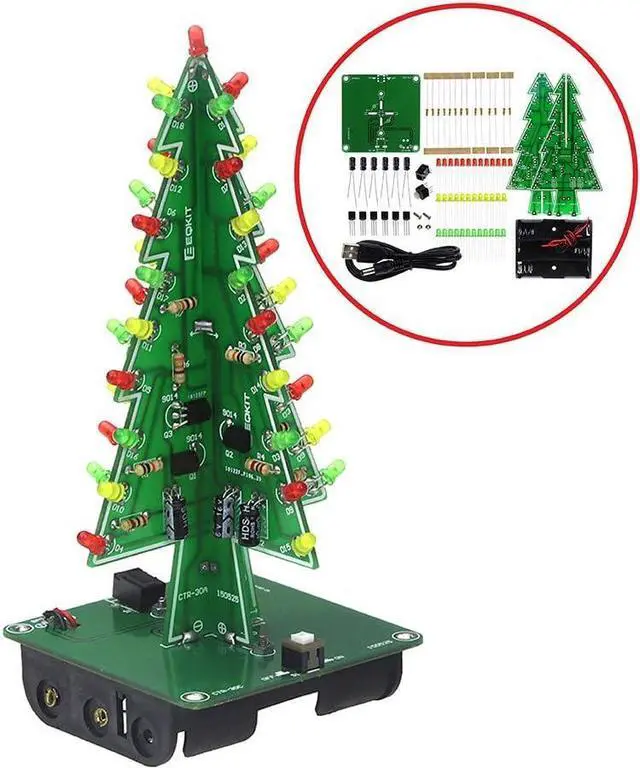Alt view image 6 of 7 - 3D Xmas Tree Soldering Project Electronic DIY Kit Upgraded 7 Color Flashing LED PCB Solder Assemble Kit Season Decoration Creative Gift