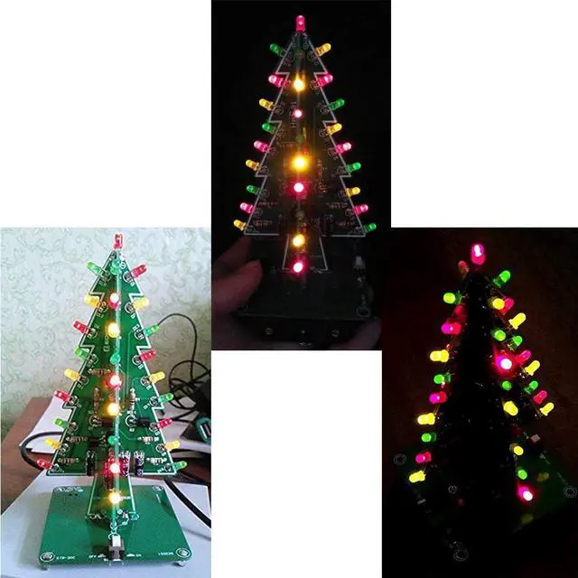Alt view image 5 of 7 - 3D Xmas Tree Soldering Project Electronic DIY Kit Upgraded 7 Color Flashing LED PCB Solder Assemble Kit Season Decoration Creative Gift