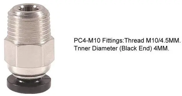 Alt view image 2 of 6 - 10pcs PC4-M10 Straight Quick in Fitting Male Straight Pneumatic PEFE Tube Push in Quick Fitting Connector for E3D-V6 Bowden Extruder Compatible with Ender-3 Ender-3 V2 3D Printers