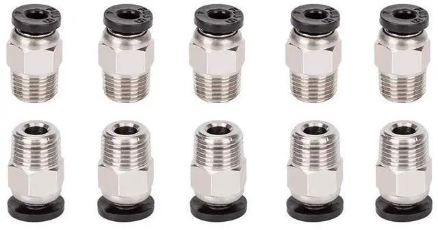 Main image of 10pcs PC4-M10 Straight Quick in Fitting Male Straight Pneumatic PEFE Tube Push in Quick Fitting Connector for E3D-V6 Bowden Extruder Compatible with Ender-3 Ender-3 V2 3D Printers