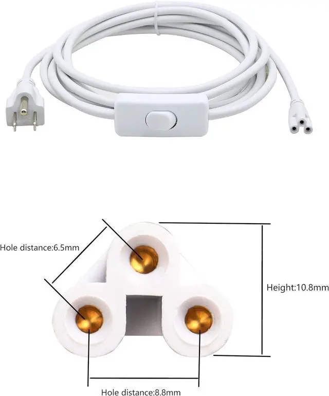 Alt view image 2 of 7 - 11FT US Plug Power Cords with On/Off Switch - 3-Core LED Integrated Lights Connector Power Cable for LED T5 T8 Light Tube Fixture Extension Cable (3.4m US SW)