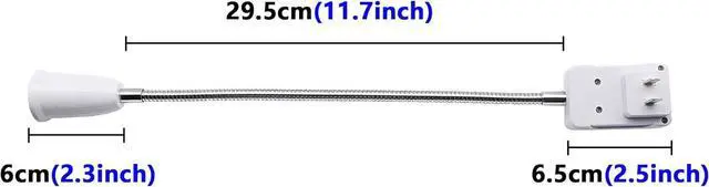 Alt view image 2 of 7 - E27/E26 Socket Adapter with On/Off Switch Light Lamp Bulb 360 Degrees Flexible Aluminum Wire Gooseneck US Plug for Night Light Grow Lights Desk Lamp Bulb (White)