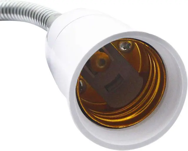 Alt view image 3 of 7 - E27/E26 Socket Adapter with On/Off Switch Light Lamp Bulb 360 Degrees Flexible Aluminum Wire Gooseneck US Plug for Night Light Grow Lights Desk Lamp Bulb (White)