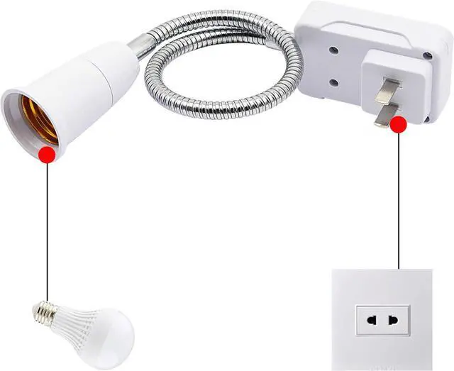 Alt view image 4 of 7 - E27/E26 Socket Adapter with On/Off Switch Light Lamp Bulb 360 Degrees Flexible Aluminum Wire Gooseneck US Plug for Night Light Grow Lights Desk Lamp Bulb (White)