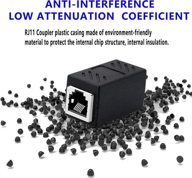 Alt view image 7 of 7 - RJ11 Coupler RJ11 Female to Female 6P6C Telephone Inline Coupler Straight Telephone Cable Extension Adapter for Landline Fax Machine (Straight)