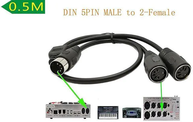 Alt view image 3 of 6 - DIN 5-Pin Splitter Y Adapter MIDI Cable, MIDI 5 Pin Male to Dual 2 x DIN-5 Female Extension Audio Cable (D5P M-2F,0.5meter)