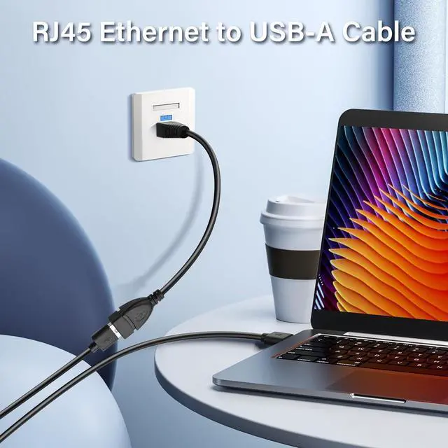 Alt view image 6 of 7 - USB to RJ45 Ethernet Cable 2 Pcs USB Female to RJ45 8P4C Ethernet Male Extension Cable for Router,ADSL Modem,Camera etc