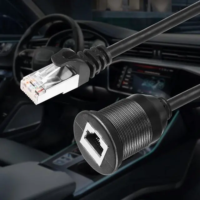 Alt view image 5 of 6 - RJ45 Panel Flush Mount Cable 3FT RJ45 Male to Female Car Flush Mount Cat6A Cable for Car Truck Boat Motorcycle Dashboard Computer etc