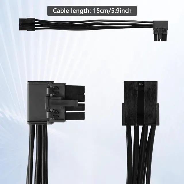 Alt view image 5 of 7 - 8-Pin Extension Cord PCIE 8 Pin Female to Right Angle Male PCIE Express Power Adapter Cable for Graphics Card 18AWG 15CM/5.9Inch (Left)