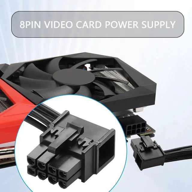 Alt view image 6 of 7 - 8-Pin Extension Cord PCIE 8 Pin Female to Right Angle Male PCIE Express Power Adapter Cable for Graphics Card 18AWG 15CM/5.9Inch (Left)