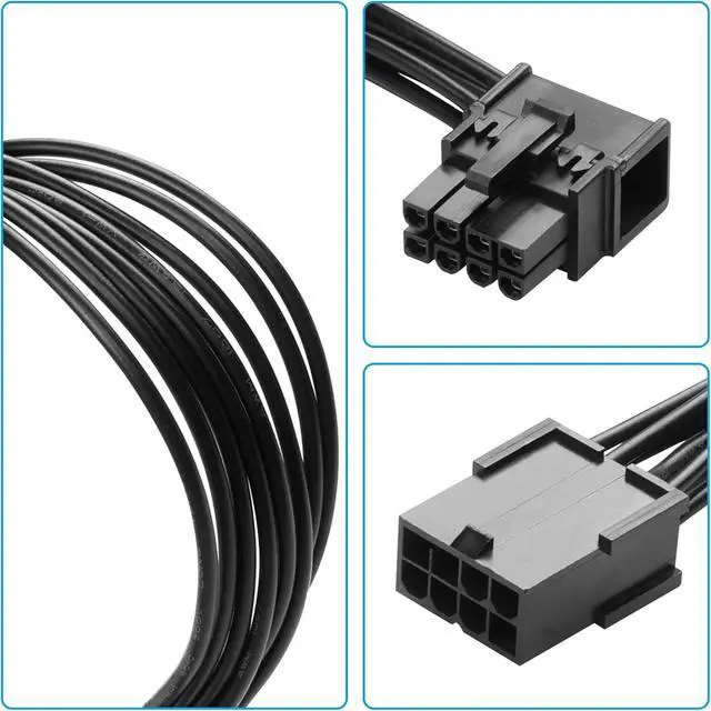 Alt view image 4 of 7 - 8-Pin Extension Cord PCIE 8 Pin Female to Right Angle Male PCIE Express Power Adapter Cable for Graphics Card 18AWG 15CM/5.9Inch (Left)