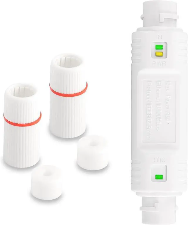 Alt view image 3 of 7 - IP67 Waterproof PoE Extender 100m/250m Extension 10/100Mbps Outdoor PoE Repeater RJ45 Ethernet Extender for IP Camera Plug and Play (White)