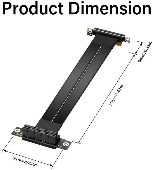 Alt view image 2 of 7 - PCIe 3.0 X4 Extension Cable 90 Degree PCI-E 4X Male to Female Riser Cable 20CM (90 Degree)