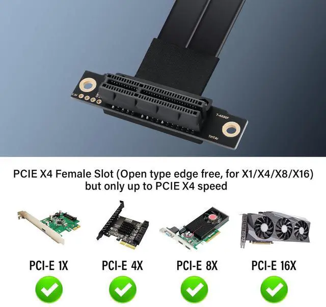 Alt view image 7 of 7 - PCIe 3.0 X4 Extension Cable 90 Degree PCI-E 4X Male to Female Riser Cable 20CM (90 Degree)