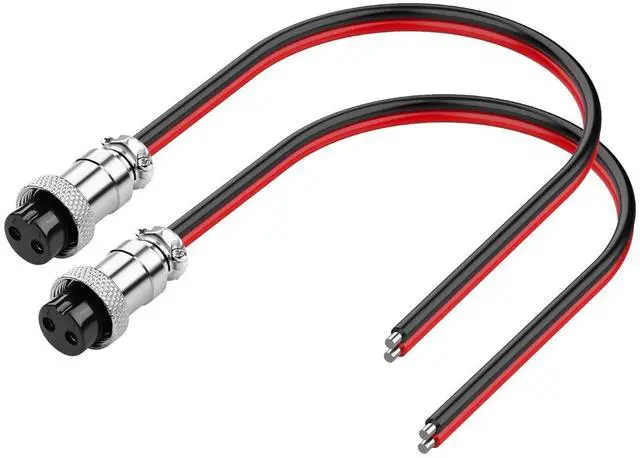 Main image of 2 Pack GX16 2Pin Pigtails Electronic Cable Female Socket Wireable Molding Industrial Circular Round Receptacle Aviation Connectors 30CM/0.98Ft (2Pin)