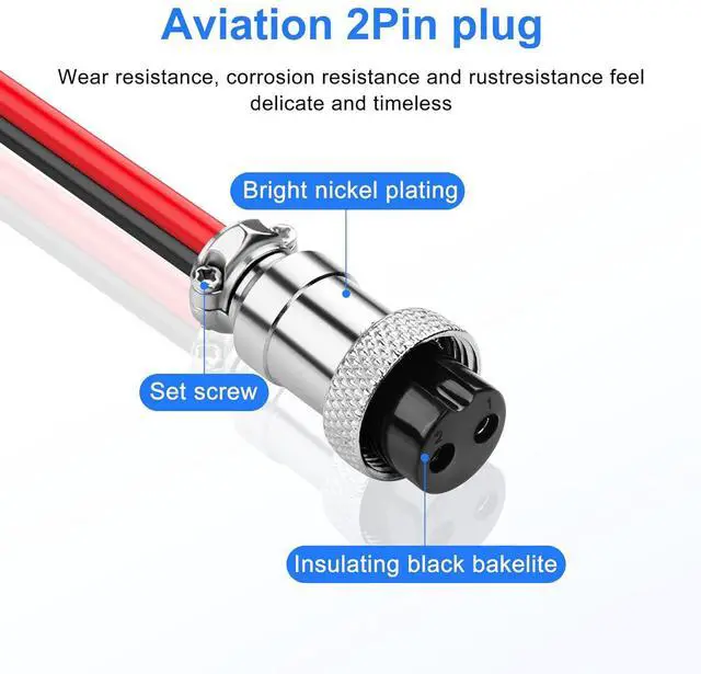 Alt view image 7 of 7 - 2 Pack GX16 2Pin Pigtails Electronic Cable Female Socket Wireable Molding Industrial Circular Round Receptacle Aviation Connectors 30CM/0.98Ft (2Pin)
