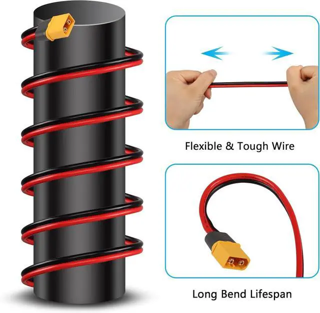 Alt view image 2 of 7 - XT60 to O Ring Terminal Cable 12AWG 59inch XT60H Female to O-Ring Connector Cord for RC Aircraft Toy Cars Lipo Battery FPV Racing Drone (1.5M/5Ft-F)
