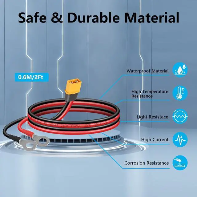 Alt view image 4 of 7 - XT60 to O Ring Terminal Cable 12AWG 59inch XT60H Female to O-Ring Connector Cord for RC Aircraft Toy Cars Lipo Battery FPV Racing Drone (1.5M/5Ft-F)