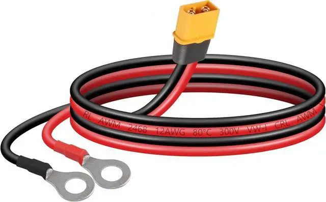 Main image of XT60 to O Ring Terminal Cable 12AWG 23.6inch XT60H Male to O-Ring Connector Cord for RC Aircraft Toy Cars Lipo Battery FPV Racing Drone(0.6M/2Ft-M)