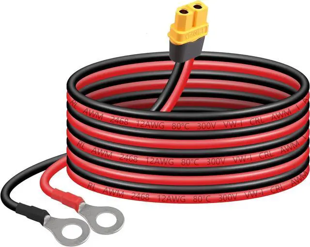 Main image of XT60 to O Ring Terminal Cable 12AWG 59inch XT60H Female to O-Ring Connector Cord for RC Aircraft Toy Cars Lipo Battery FPV Racing Drone (1.5M/5Ft-F)