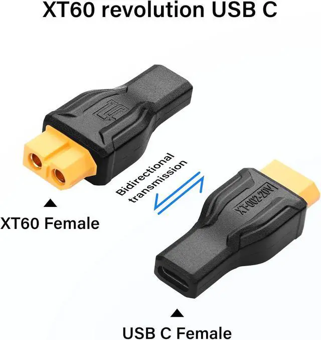 Alt view image 6 of 6 - 2 Pack XT60 to USB C Adapter XT60 to Type C Wireless for TS100 Soldering Iron, FPV Monitor Power,Drone (XT-002)