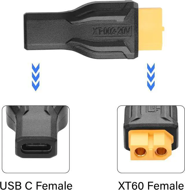 Alt view image 2 of 6 - 2 Pack XT60 to USB C Adapter XT60 to Type C Wireless for TS100 Soldering Iron, FPV Monitor Power,Drone (XT-002)