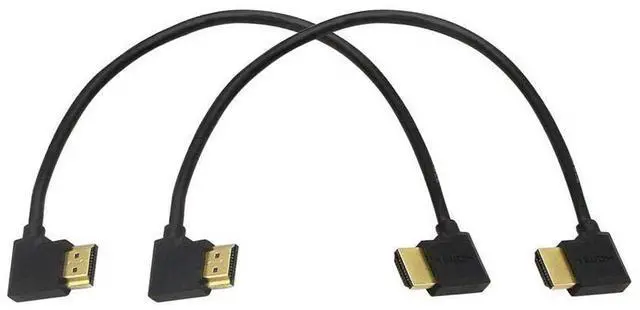 Main image of Gold Plated High Speed 90 Angle Right HDMI Male to Left HDMI Male Adapter Cable Supports Ethernet, 3D and Audio Return (0.3M 2Pack LL-LL)