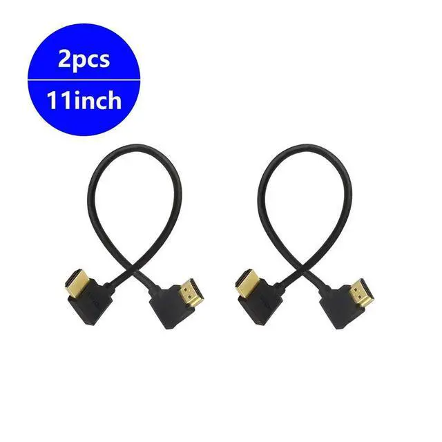 Alt view image 6 of 7 - Gold Plated High Speed 90 Angle Right HDMI Male to Left HDMI Male Adapter Cable Supports Ethernet, 3D and Audio Return (0.3M 2Pack LL-LL)