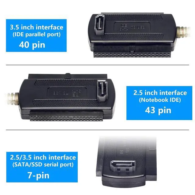 Alt view image 4 of 7 - USB to SATA IDE Converter Cable Adapter USB 2.0 to 2.5/3.5/5.25in IDE and SATA Adapter Cable (1.8FT White)