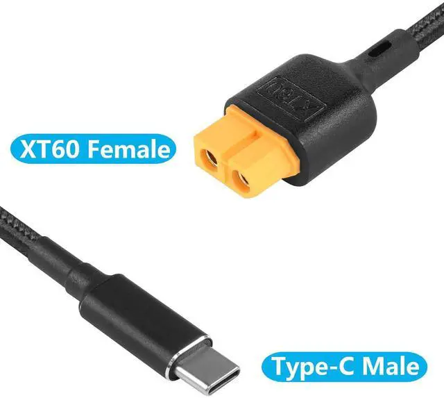 Alt view image 2 of 7 - Type C to XT60 Charging Cable 39.3inch USB C to XT60 Female Adapter Cable for Drone, Model, Energy Storage Power, Outdoor Power, Solar Battery,etc 20V/5A Protocol PD2.0 PD3.0 QC2.0(1M/F)