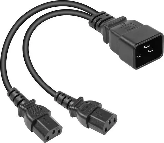 Main image of IEC 320 C20 to Dual C13 Power Cord,C20 Male to 2 x C13 Y Splitter Adapter Extension Power Cable Cord(Black C20 to Dual C13)
