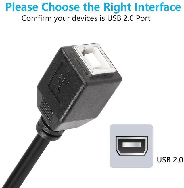 Alt view image 3 of 6 - USB C Printer Cable, USB C to USB B Printer Cable, USB B 2.0 Female to USB C Male 90 Degree Printer Cable for Printers,Scanner,MIDI Controller DJ Controller(I 0.3M)