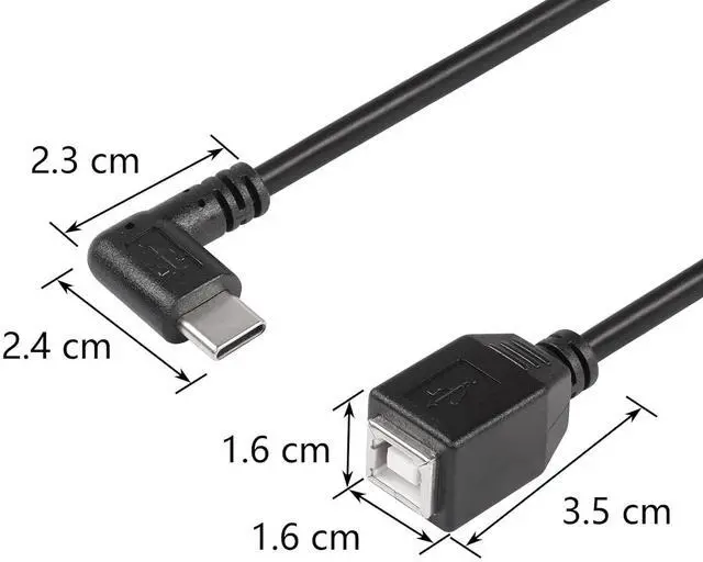 Alt view image 2 of 6 - USB C Printer Cable, USB C to USB B Printer Cable, USB B 2.0 Female to USB C Male 90 Degree Printer Cable for Printers,Scanner,MIDI Controller DJ Controller(I 0.3M)
