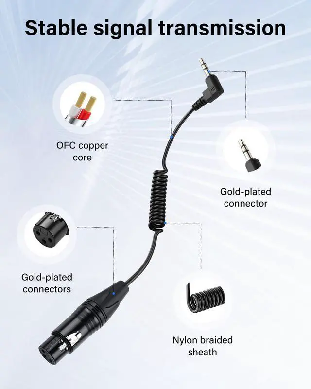 Alt view image 3 of 7 - 3.5mm Stereo Mini Jack to XLR Male Microphone Cable Mini Jack Aux Audio Cable 1/8 Inch Gold Plated to Mono XLR Male for Mobile Phone, Laptop-0.5M (3 Pin Female)