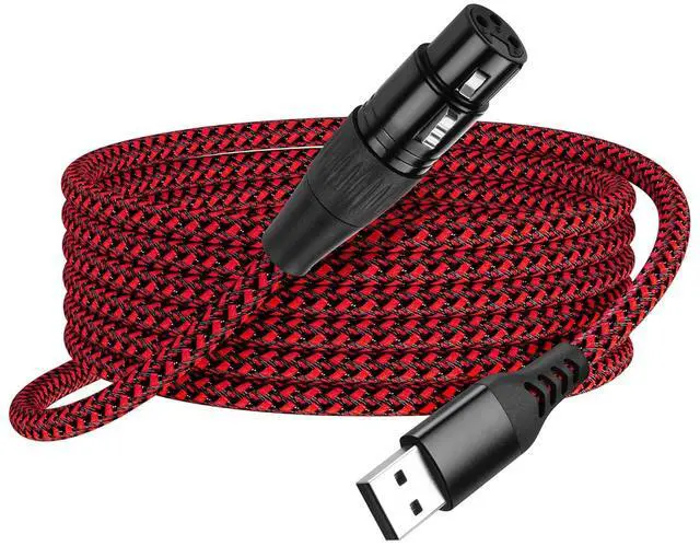 Main image of XLR to USB Microphone Cable 3-Pin XLR Female to USB-A Adapter 2m/6.5FT Braided Audio Cable for PC,Recording Device Connection