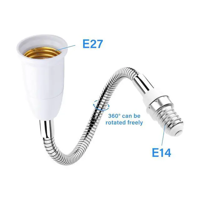 Alt view image 4 of 7 - 2 Pcs E14 to E27 Lamp Holder Adapter Light Bulb Socket Extender 360 Degree Adjustable Lamp Base Extension Adapter Light Fixtures Accessories White