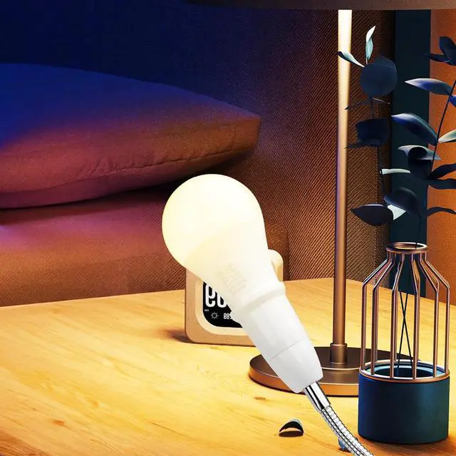 Alt view image 6 of 7 - 2 Pcs E14 to E27 Lamp Holder Adapter Light Bulb Socket Extender 360 Degree Adjustable Lamp Base Extension Adapter Light Fixtures Accessories White