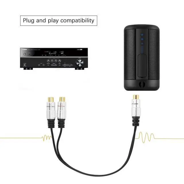 Alt view image 4 of 7 - Aluminium Alloy RCA Y-Splitter, Single to Dual RCA Digital Coaxial Splitter, Gold Plated Adapter Audio Cable