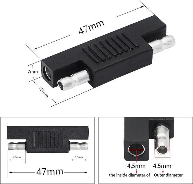 Alt view image 5 of 6 - 5 Pcak SAE Polarity Reverse Adapter Quick Disconnect Extension Cable Plugs for Solar Panel Battery Power Charger(SAE)