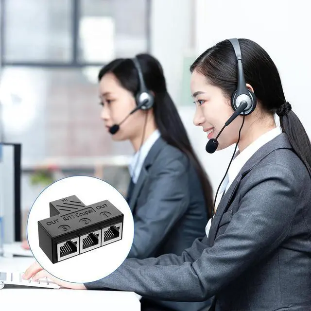 Alt view image 5 of 7 - RJ11 Coupler RJ11 Female to 3 Female 6P6C Telephone Inline Coupler Telephone Extension Adapter for Landline Fax Machine (1 to 3)