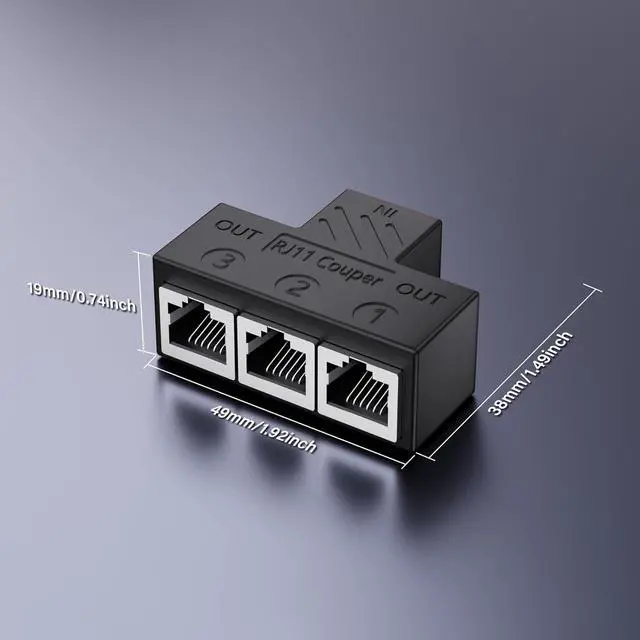 Alt view image 3 of 7 - RJ11 Coupler RJ11 Female to 3 Female 6P6C Telephone Inline Coupler Telephone Extension Adapter for Landline Fax Machine (1 to 3)