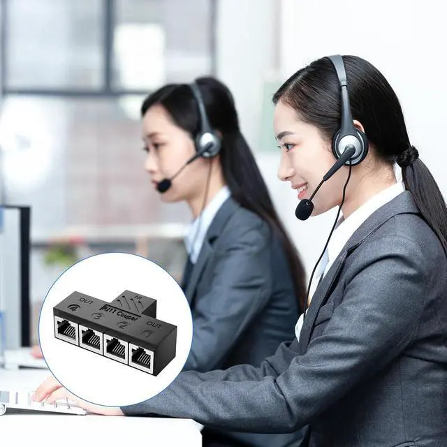 Alt view image 3 of 7 - RJ11 Coupler RJ11 Female to 4 Female 6P6C Telephone Inline Coupler Telephone Extension Adapter for Landline Fax Machine (1 to 4)