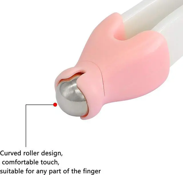 Alt view image 2 of 5 - 2-in-1 Finger Massager Hand Handheld Steel Ball Run Blood Circulation Tool Stress Relief Plastic Care Relax Double Rubber Roller Massage (Pink)