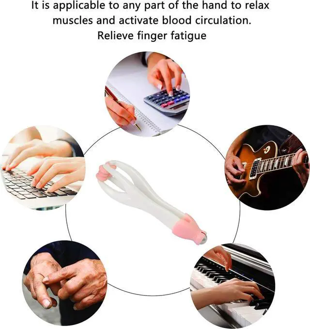 Alt view image 4 of 5 - 2-in-1 Finger Massager Hand Handheld Steel Ball Run Blood Circulation Tool Stress Relief Plastic Care Relax Double Rubber Roller Massage (Pink)
