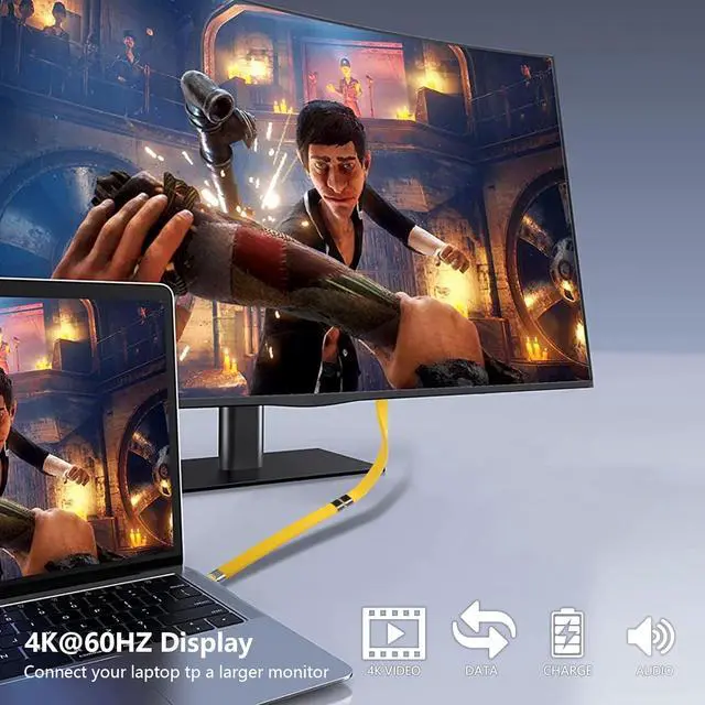 Alt view image 2 of 7 - 40Gbps USB4 Type C Extension Cable 100W PD Fast Charging 8K USB C to USB C Flat Slim FPC Data Cable for Laptop & Phone (Male to Female)