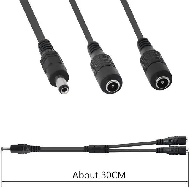 Alt view image 2 of 6 - DC Y Splitter Cable 1 Male to 2 Female,5.5mm x 2.1mm DC Power Extension Adapter Cable,for CCTV Surveillance Cameras,Surveillance Routers,DVR,and More(2PCS
