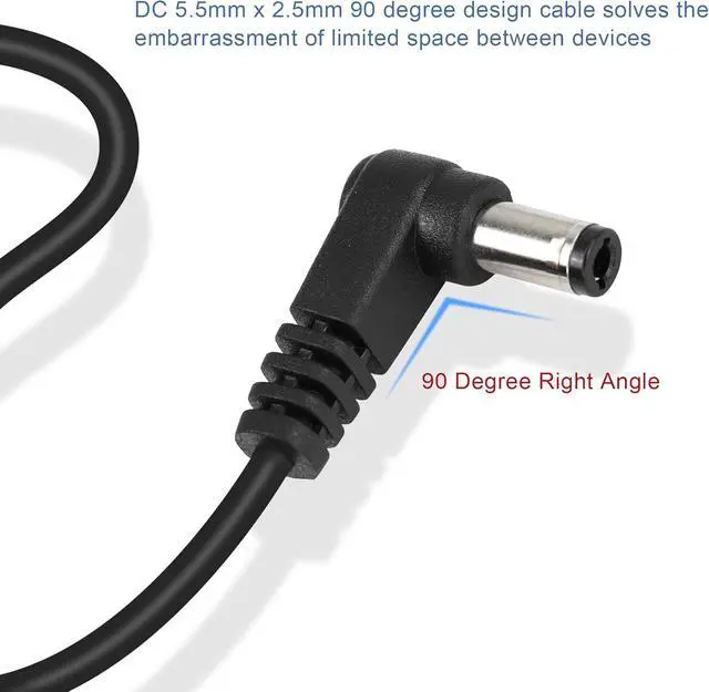 Alt view image 3 of 6 - DC Power Extension Cable DC 5.5MM x 2.5MM 90 Degree Male to Male Plug Cable Right Angle DC5525 Power Adapter Cable for Strip Lihgt,CCTVSecurity Camera,Monitors,etc(2pcs)