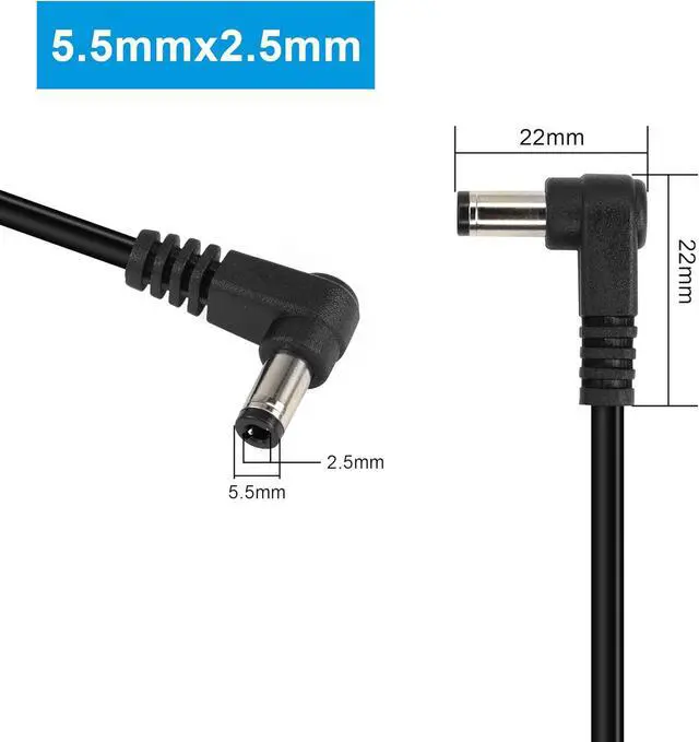 Alt view image 4 of 6 - DC Power Extension Cable DC 5.5MM x 2.5MM 90 Degree Male to Male Plug Cable Right Angle DC5525 Power Adapter Cable for Strip Lihgt,CCTVSecurity Camera,Monitors,etc(2pcs)