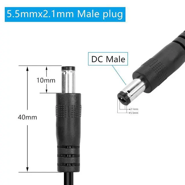Alt view image 7 of 7 - DC 5.5MM x 2.1MM Male to Male Plug Power Adapter Cable DC Power Coiled Extension Cable for LED Strip,CCTV,Car,Security Camera,Etc(2 Pack)